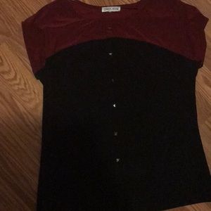 maroon and black top